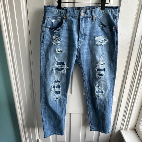 American Eagle Slim Straight Patched Distressed Jeans - Picture 2 of 12